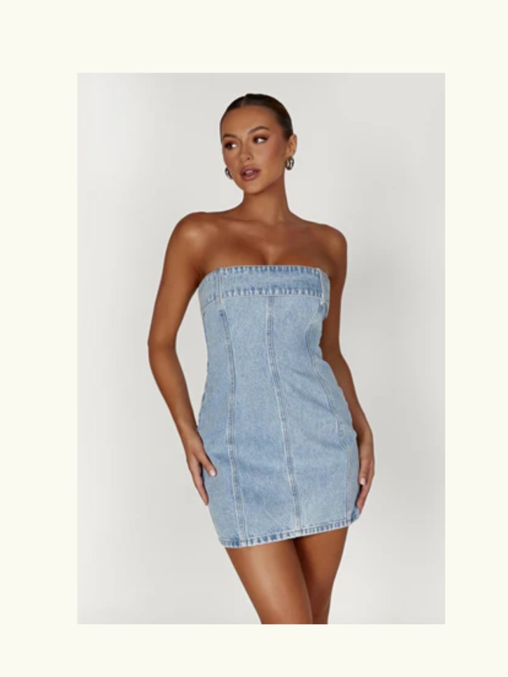 Teddi Strapless Light Blue Denim Mini Dress